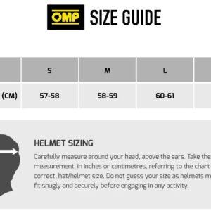omp rally helmet size chart
